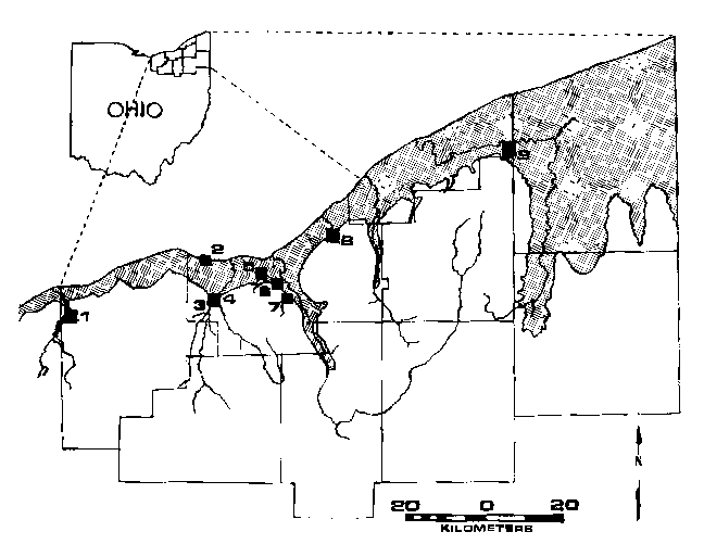 Map of northeastern Ohio localities in this study